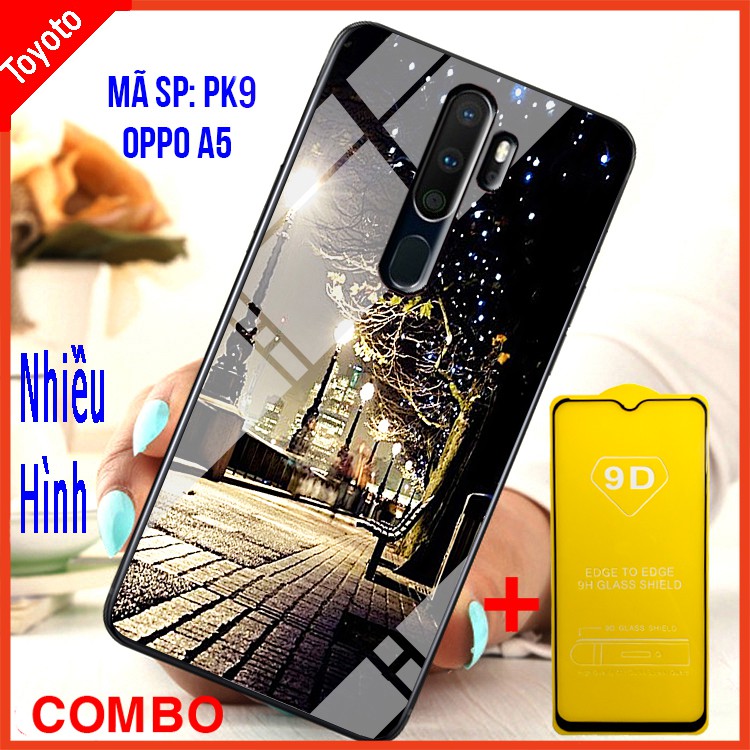 COMBO ỐP LƯNG OPPO A5 2020 (ốp kính 3D thế hệ mới + tặng kèm kính cường lực 9D)