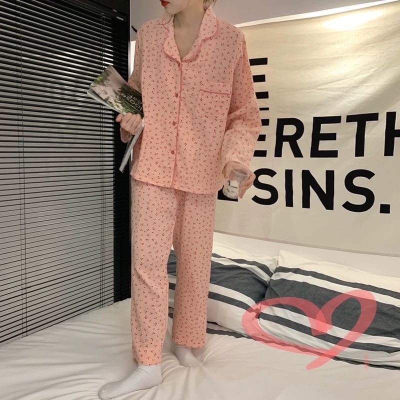 Bộ ngủ dài tay cherry