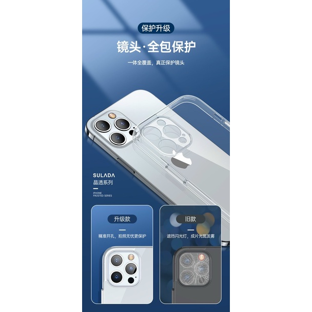 Ốp lưng Sulada trong bảo vệ camera iPhone 13, 13 Pro, 13 Pro Max, 12, 12 Pro Max, 11 chống sốc không ố màu