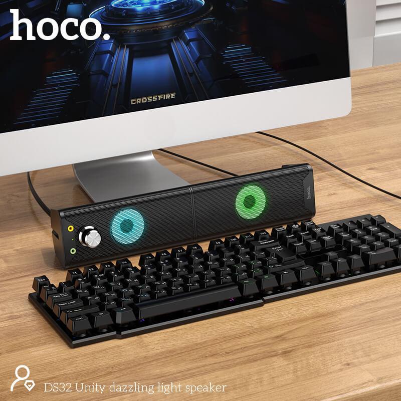 Bộ Loa Hoco DS32 Đèn Led Nhiều Màu Kết Nối Máy Tính/ Laptop/ PC Qua AUX 3.5mm Và USB. Thiết Kế Sang Trọng, Đẹp.