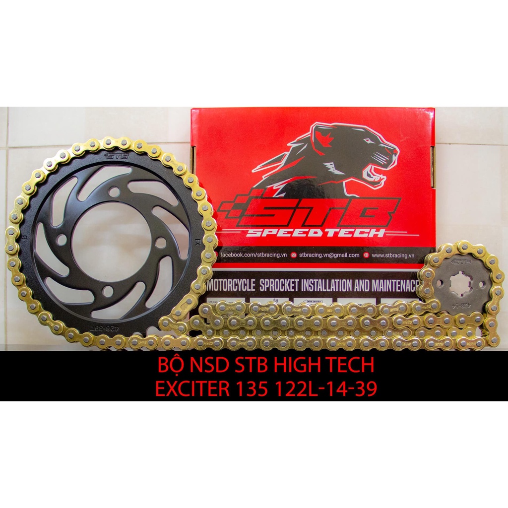 Nhông sên dĩa STB dĩa thép đen sên vàng đủ xe