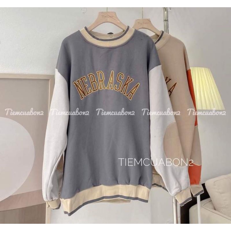 [Rẻ Vô Địch] Áo swt nỉ cổ tròn cotton tay bồng ------- ÁO NỈ NEBRASKA NHÁM TAY | BigBuy360 - bigbuy360.vn