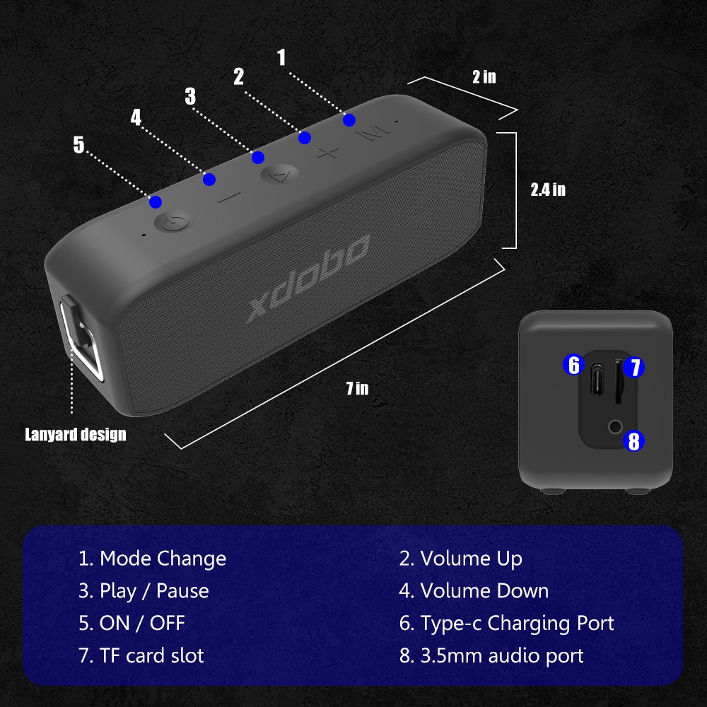 Loa Bluetooth Xdobo Wing 2020 TWS 20W Siêu Trầm có Chip DSP