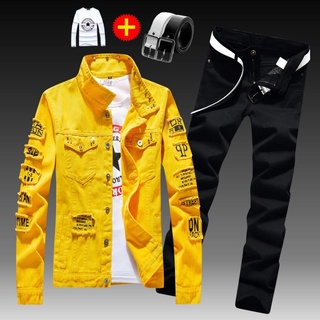 ∋♨Bộ đồ denim nam thời trang