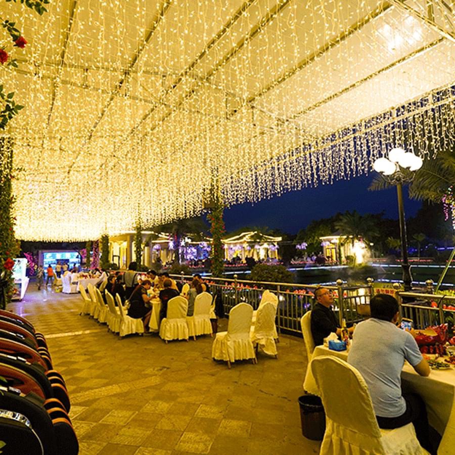 Đèn LED mành thả rủ 6m 30 1 sợi 60cm ánh sáng vàng trang trí sảnh tiệc, lối đi, ban công, đèn dây LED trang trí