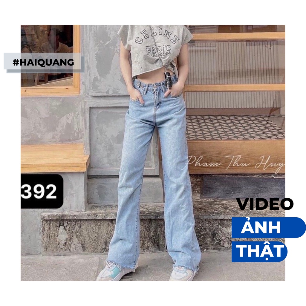 QUẦN JEAN ỐNG SUÔNG QUẦN JEAN ỐNG RỘNG HAIQUANG ĐAI LƯNG CÁCH ĐIỆU CẠP CAO DÀI CHẤT JEAN MỀM KHÔNG PHAI MÀU,KHÔ XÙ VẢI