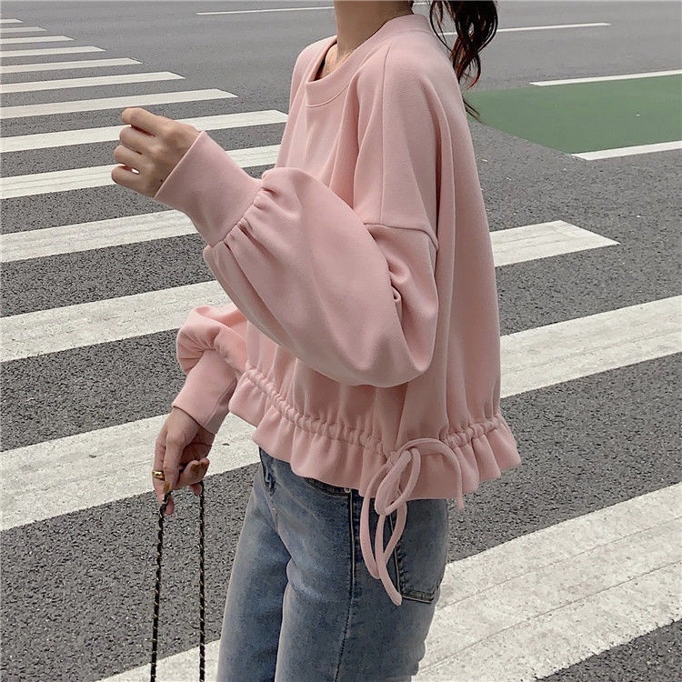 Áo hoodie tay phồng dáng rộng thời trang cho nữ