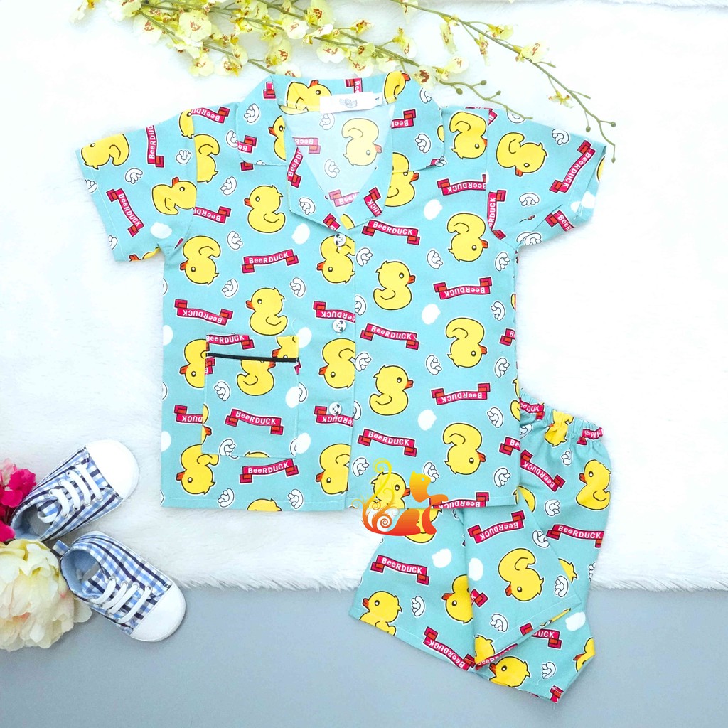 Bộ Đồ Mặc Nhà &quot;Vịt vàng - BeerDuck&quot; Pijama Kate Thái - Cho Bé 8 - 38kg.