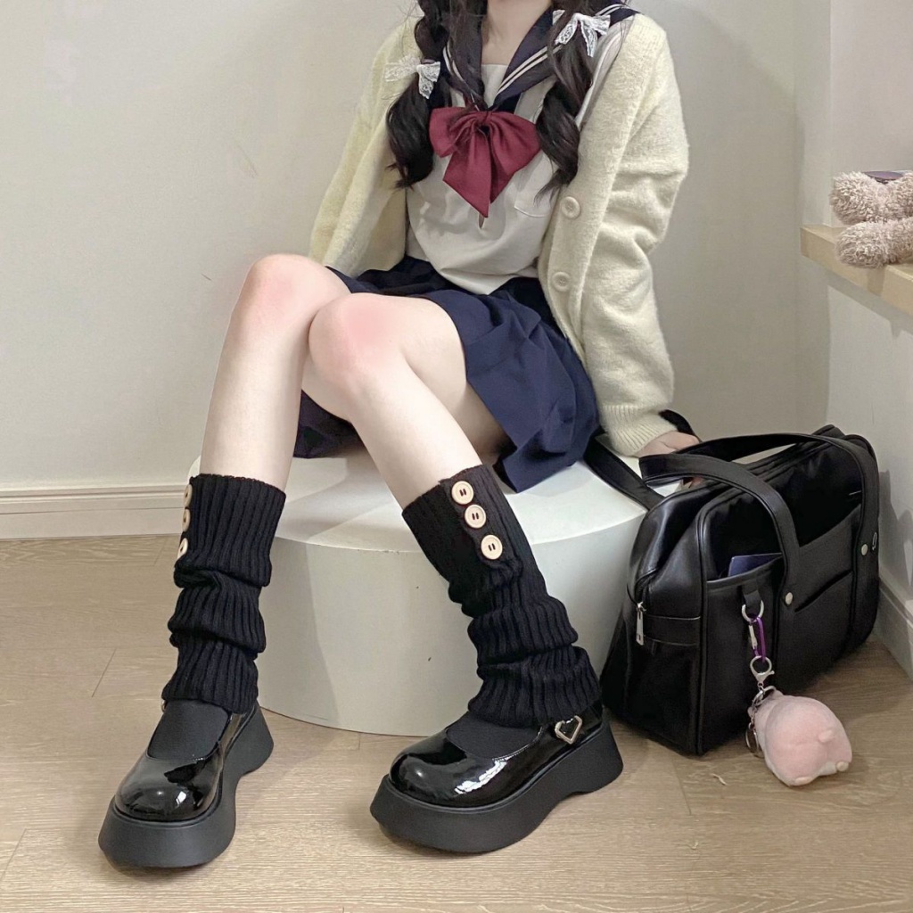 Vớ Ống Chân Dệt Kim Giữ Ấm Mùa Thu Đông Phong Cách Lolita Cho Nữ