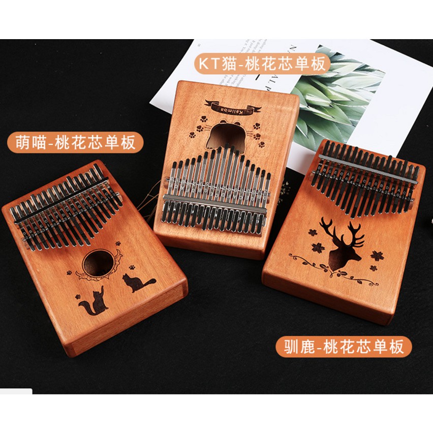 Đàn Kalimba 17 phím WOIM Gỗ Mèo Tặng kèm kèn Kazoo