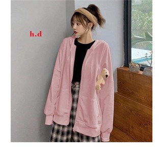 [Sói Xám] [Free ship 50k] ❤️❤️❤️- Áo khoác nỉ đính gấu HĐ12 -Vải xịn