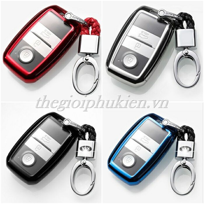 Ốp, bọc chìa khóa silicon màu tráng gương bảo vệ chìa khóa xe Kia Seltos, Cerato, K3, Sedona, ... kèm móc đeo INOX