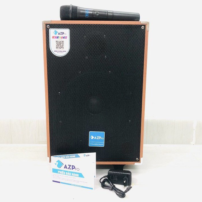 Loa Kéo Bluetooth AZPro AZ-10A Bass 2.5 tấc Kèm 2 Mic Không Dây Chống Rú Công Suất Đỉnh 500w - Hàng Chính Hãng