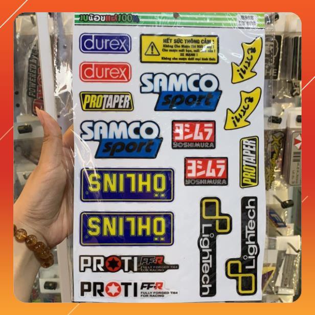 Bộ tem nổi 17 logo tổng hợp mẫu ohlins, samco, durex...tem cao cấp chống thấm nước, không bay màu