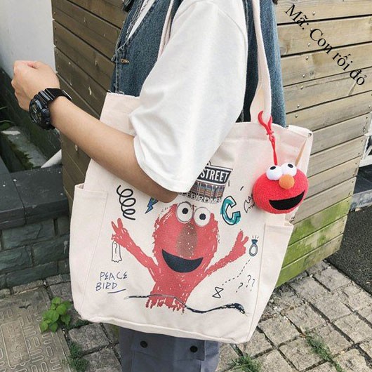 TÚI VẢI TOTE ULZZANG KAWS X SESAME STREET CỰC XINH