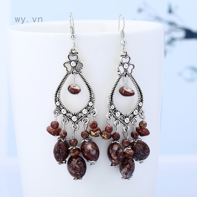 Bông tai phối đá thời trang phong cách Vintage cho nữ