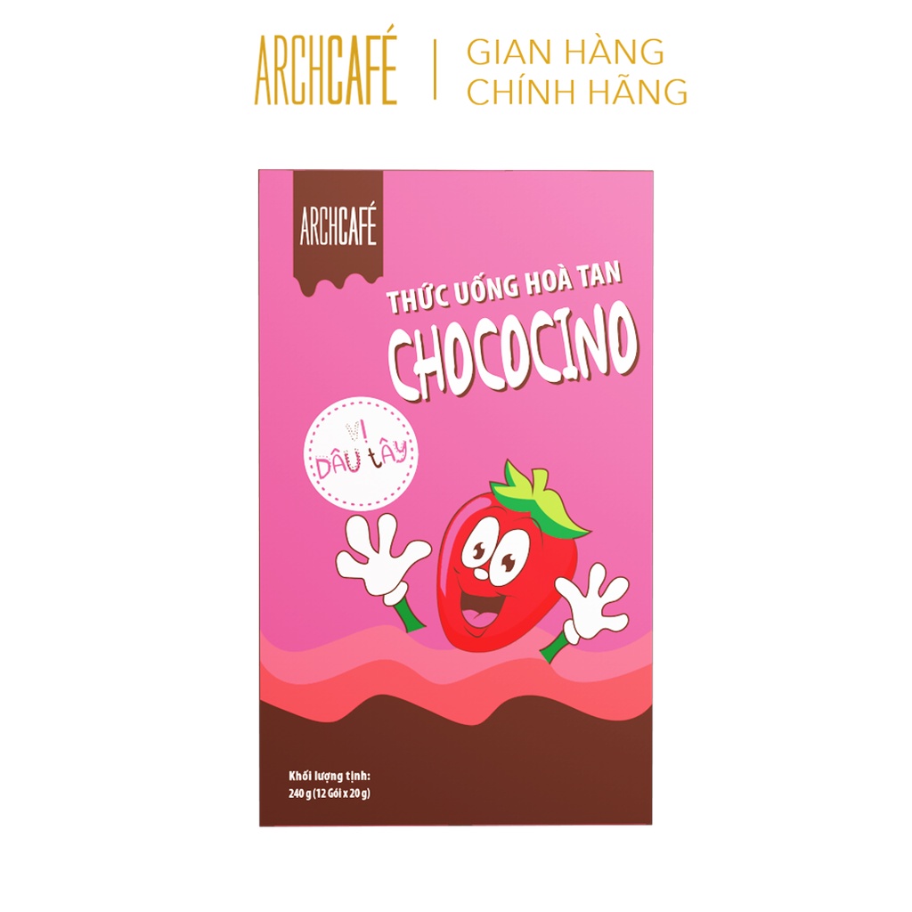 [Mã BMBAU50 giảm 7% đơn 99K] Chocolate Dâu - Choco Cacao hoà tan Archcafé Chococino (hộp 12 gói x 20g)