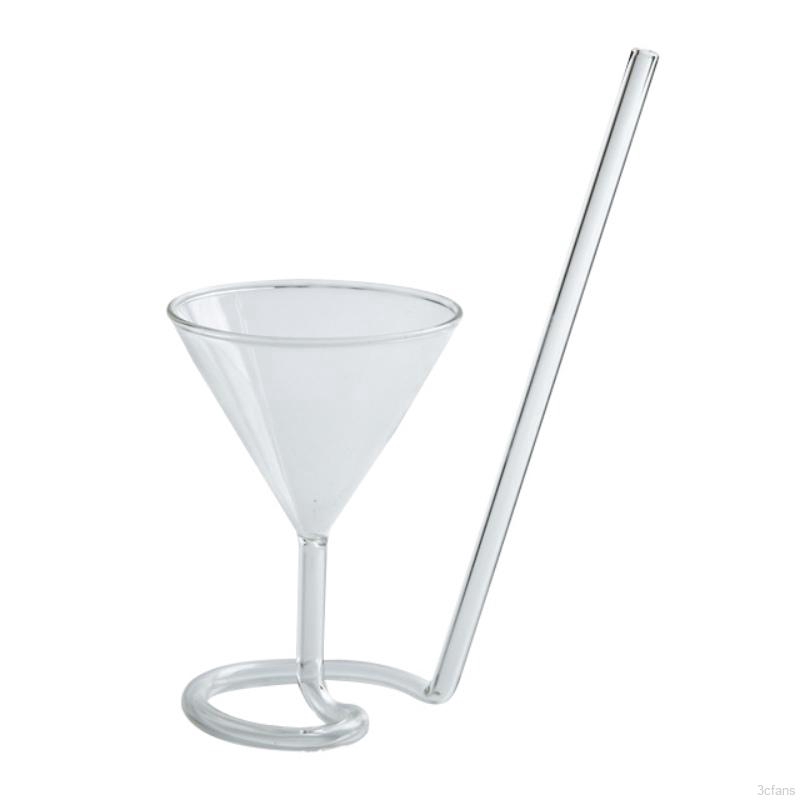 【Goodhome】Spiral glass cocktail glass long straw champagne glass wedding KTV bar wine