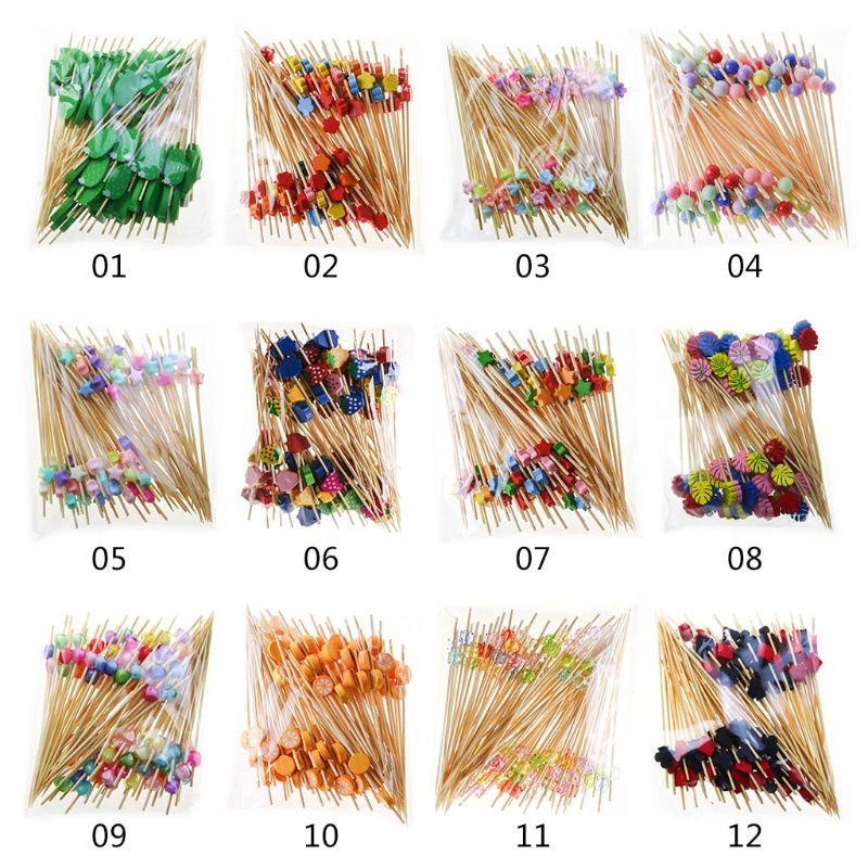 Set 100 Nĩa Tre Ăn Trái Cây / Cocktail Dùng Một Lần Kích Thước 12cm