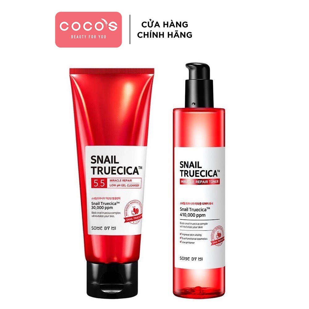 [Mã COSCOCOT3 -8% đơn 250K] Combo Sữa Rửa Mặt +Nước Hoa Hồng Chiết Xuất Ốc Sên Some By Mi Snail Truecica Miracle Repair