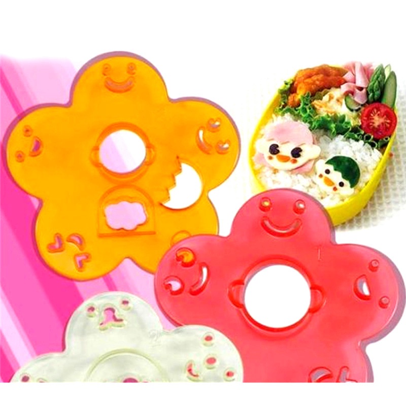 Bộ 3 khuôn làm cơm nắm/cơm rong biển kiểu dáng hoạt hình dễ thương bằng PP cấp thực phẩm