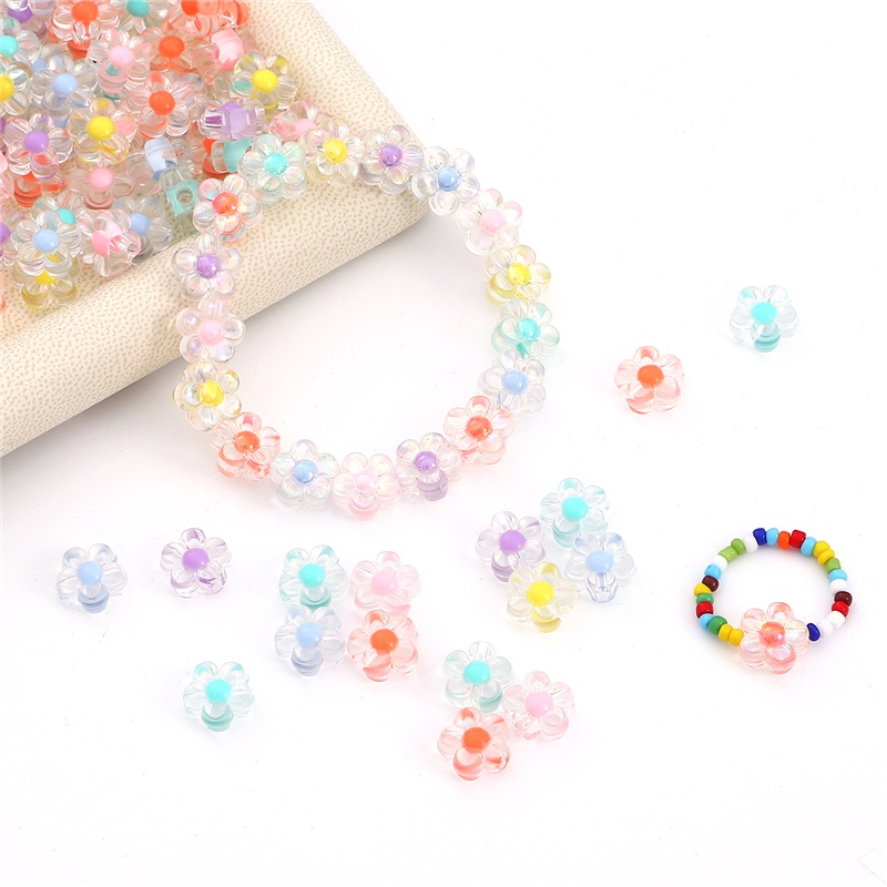 Bộ 50 hạt nhựa acrylic hình hoa hướng dương nhiều màu dùng làm trang sức thủ công