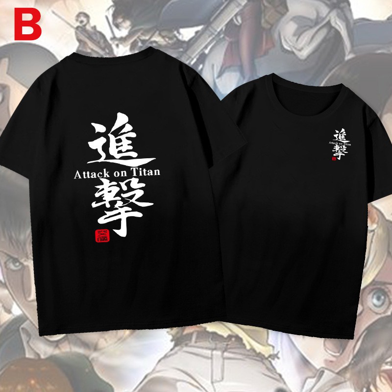 Anime Attack on Titan Eren Jaeger Scout Regiment Cosplay Short Sleeve Print Black Round T-shirt Tee Gift