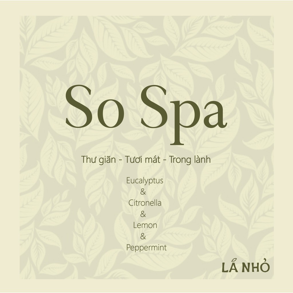 Nến thơm LÁ NHỎ - So Spa (Eucalyptus + Cintronella + Lemon + Peppermint) - Thư giãn - Tươi mới - Trong Lành.