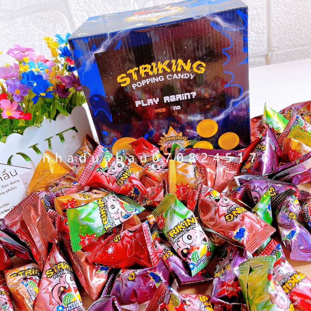 Combo 5 gói kẹo nổ hình bánh ú vị trái cây Striking Popping candy Hongkong gói 6gam