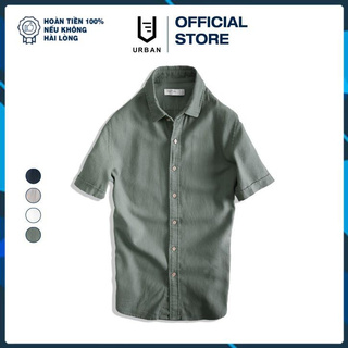 Áo Sơ Mi Cộc Tay cooPure, Áo Sơ Mi Cộc Tay Chất Đũi Recyle, Hình Thêu Tinh Xảo NO.2154 (4 màu)