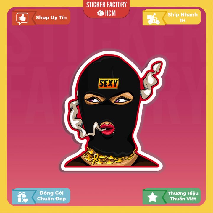 Sexy Mask Girl - Sticker hình dán die cut cắt rời từng con thương hiệu Sticker Factory