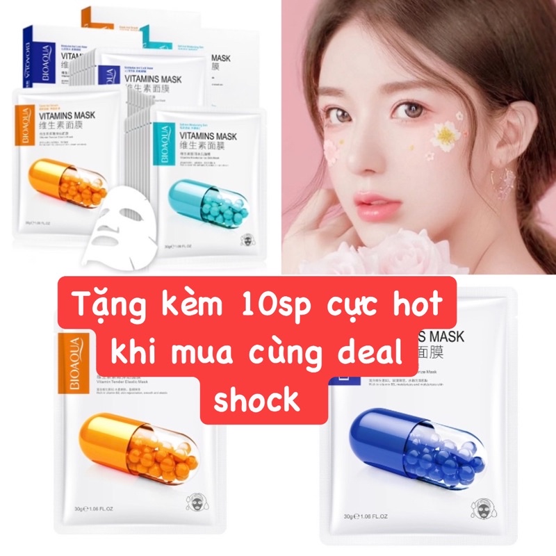 Mặt nạ dưỡng ẩm trắng sáng da VITAMIN BIOAQUA, cấp ẩm trắng sáng thu nhỏ lỗ chân lông mờ thâm giảm mụn