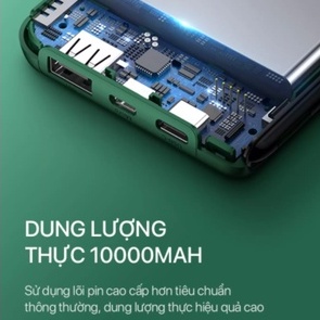 Sạc dự phòng 10000 mah Veger VP-1081, Pin dự phòng chính hãng mini nhỏ gọn tích hợp dây sạc - BV Design