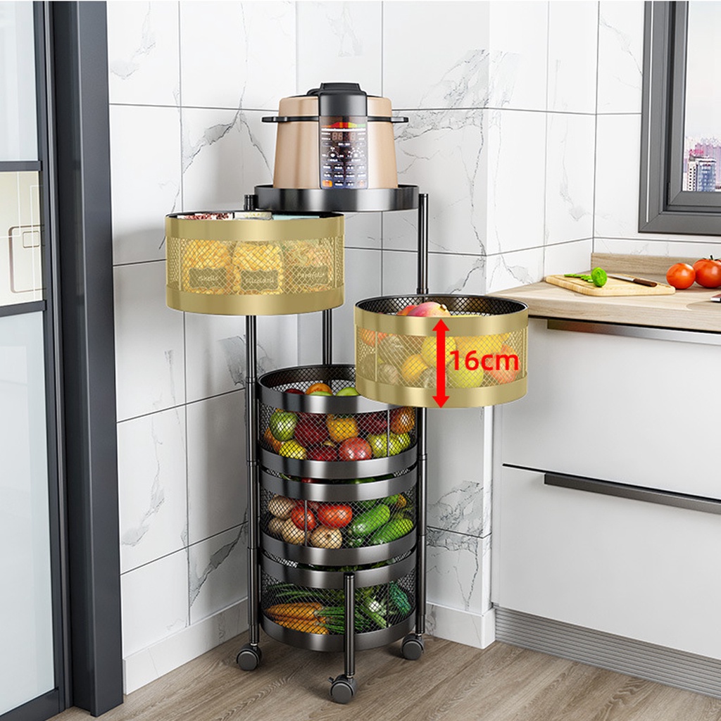 Kệ Xoay Thông Minh 3/4/5 Tầng, Kệ Nhà Bếp Đa Năng, Chị tải 150Kg, Thép Không Gỉ, MKS031