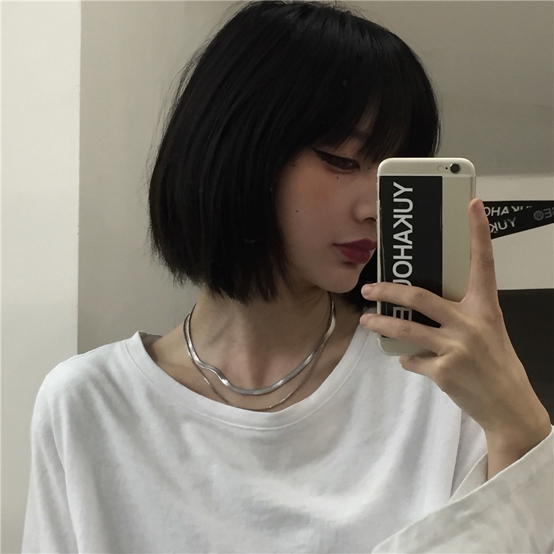 Dây chuyền hai lớp dạng chuỗi xương rắn phong cách hip hop cổ điển 19A1251