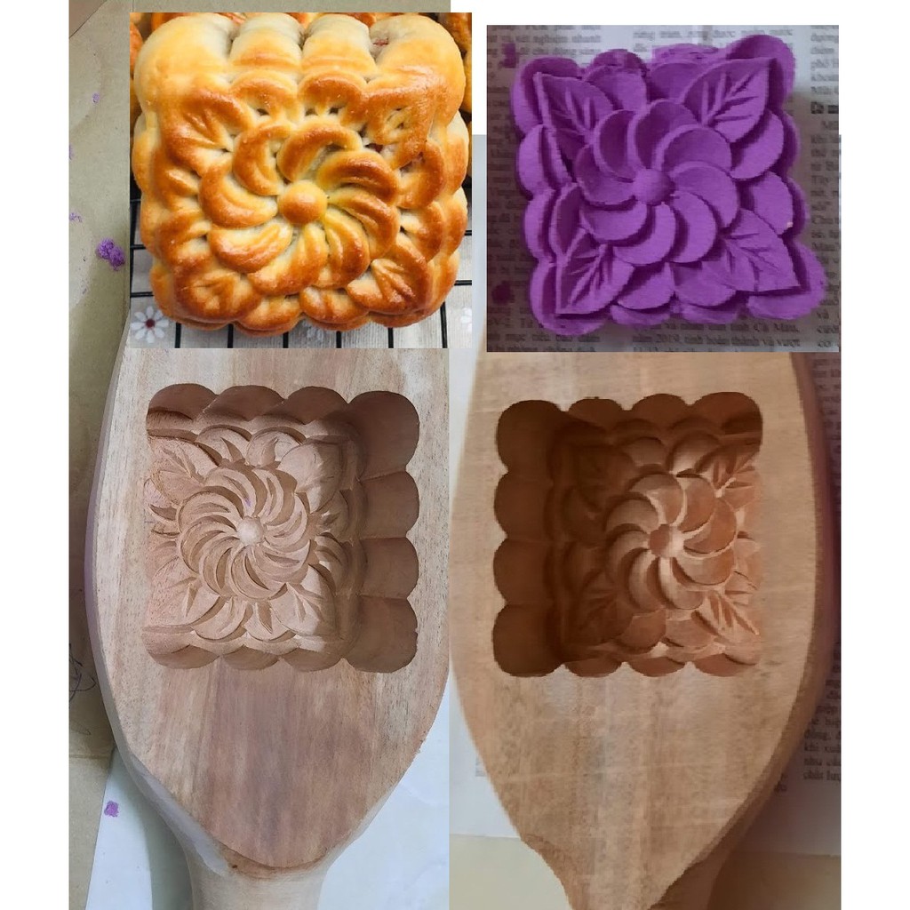 Khuôn bánh trung thu bằng gỗ - Hoa Anh Đào