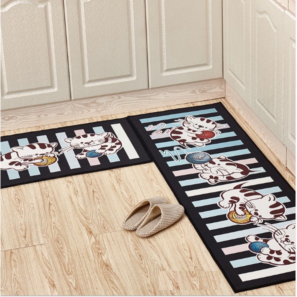 Thảm bếp 3D mèo sọc (size 40*60 + 40*120)