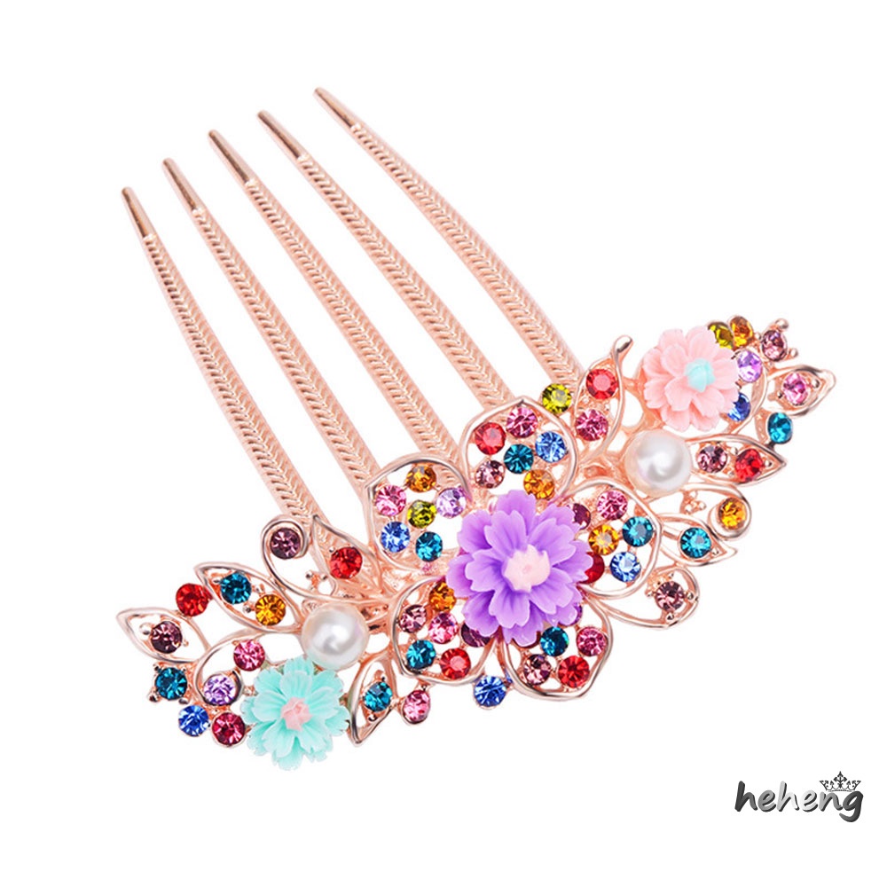 Lược Cài Tóc Hình Hoa Đính Đá 9.50 * 9.00 * 1.00cm Cho Cô Dâu