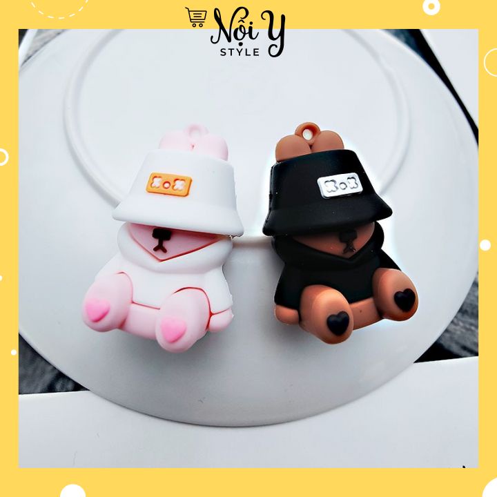 Móc Treo Khoá Hình Chú Gấu Đội Nón Siêu Ngầu Cute