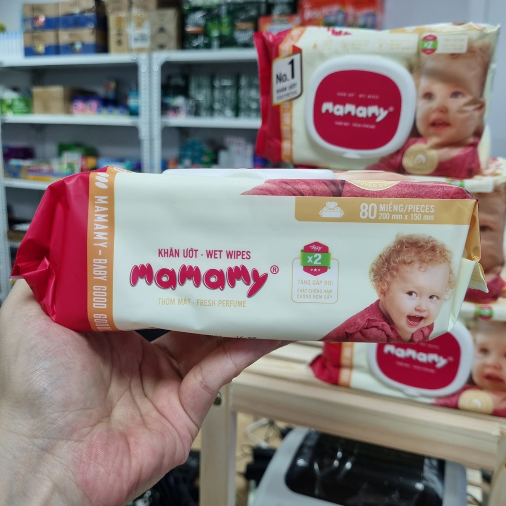 Khăn ướt MAMAMY Wet Wipes - khăn giấy ướt hồng 30 Miếng - 80 miếng