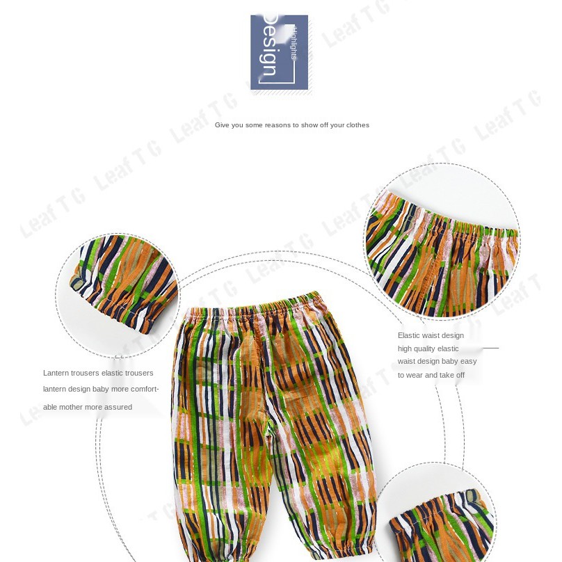 1-8 YO Summer Fashion Baby Boy Girl Pants Thin Air Conditioner Pants Lantern Pants Baby Short Pants Infants Anti-mosquito Pants Kids Boys Girls Bloomers Pants Casual Pants Quần Short Lưng Thun Thời Trang Hè Cho Bé