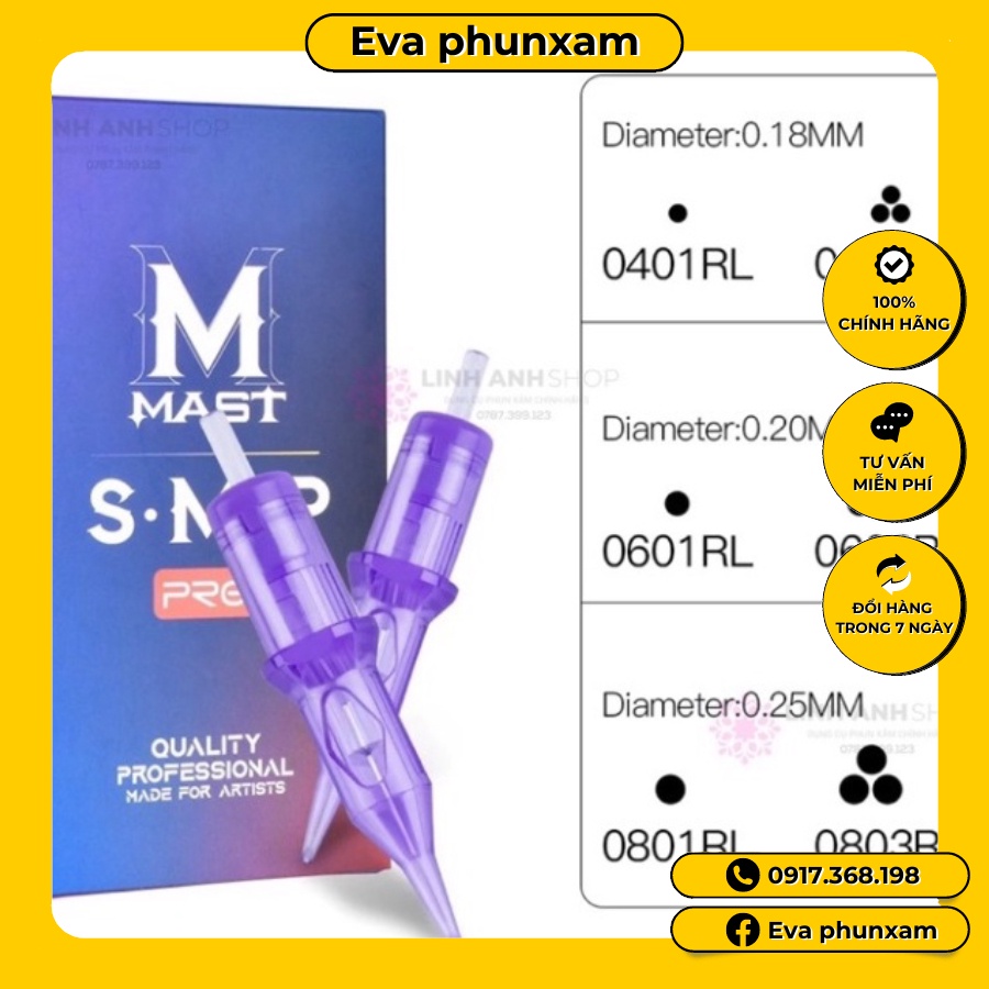 Hộp Kim 1 Máy Pen MAST PRO Tím Chính Hãng Phun Xăm
