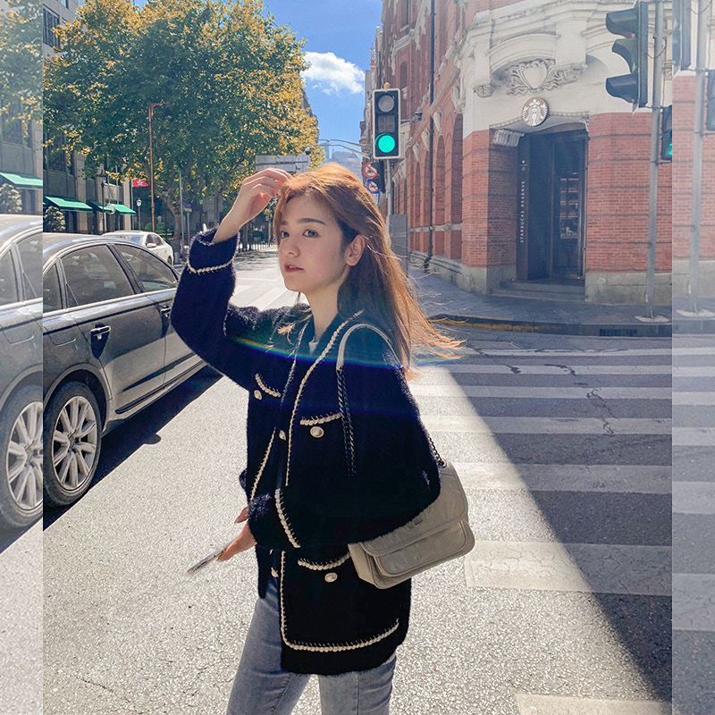 Áo khoác lông cừu đại hàn cổ tròn dày dặn ấp áp mặc đi Đà lạt Sa pa áo lông 4 túi viền dây dệt cúc ngọc