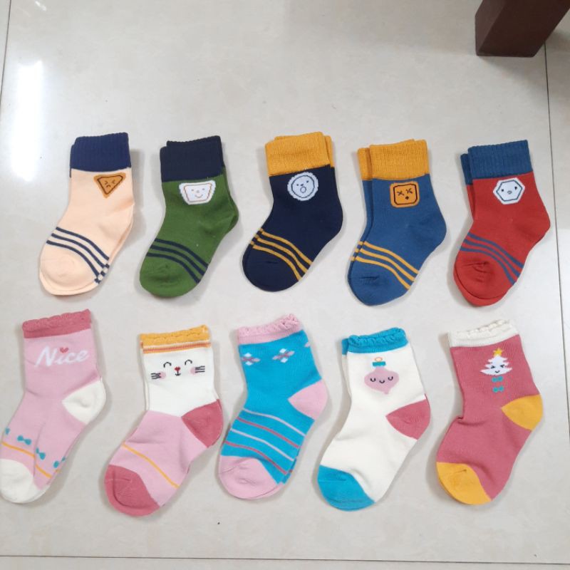 Set 5 Đôi Tất Cao Cổ Cho Bé Trai/Gái Chất Cotton Thấm Hút Tốt, Thoáng Khí Chống Hôi Chân Từ 1-12y