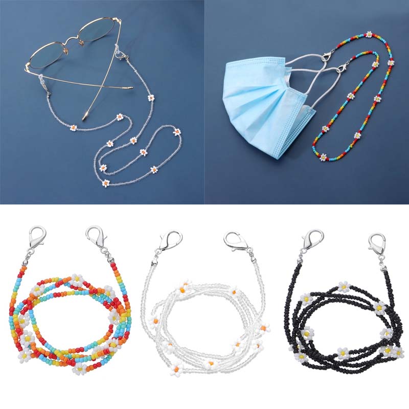 Dây Đeo Mắt Kính Đính Hạt Hình Hoa Cúc Thời Trang