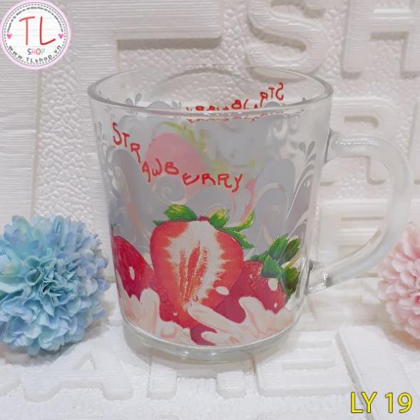 BỘ LY THỦY TINH 6 CÁI HỌA TIẾT TRÁI DÂU BẮT MẮT