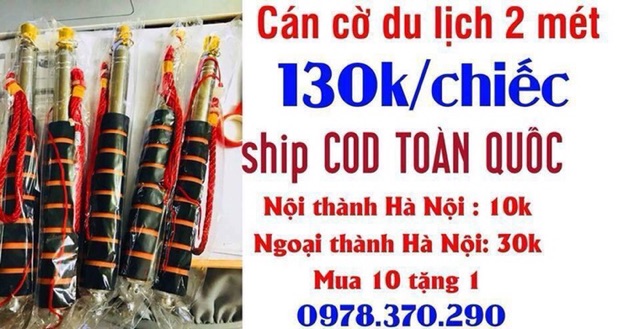 Cán Cờ Du Lịch 2m Đầu Đồng - Cán Cờ Đi Tour