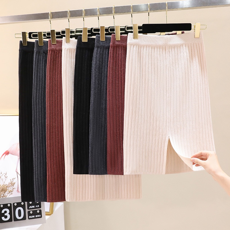 Chân váy len dài cao cấp SK2305 - KRFashion style Hàn Quốc chất len dày mềm mịn dáng dài xẻ tà mùa đông ấm áp