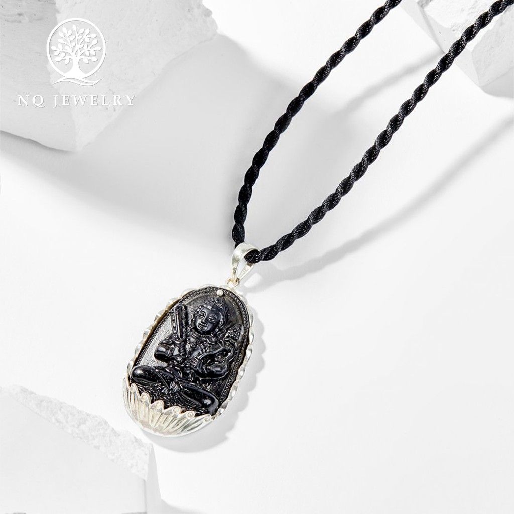 Dây chuyền phật bản mệnh đen bọc bạc - NQ Jewelry