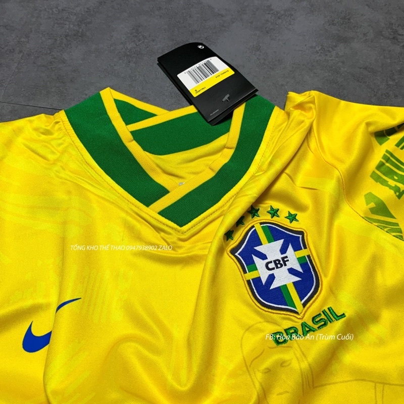 BỘ QUẦN ÁO ĐÁ BANH ĐỘI TUYỂN BRAZIL MÙA GIẢI 2023 CAO CẤP QUẦN VÀNG